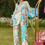 Yamika Blue Cotton Blend Printed Co-ord Set