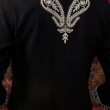 Black Embroidered Cotton Straight Kurta Set