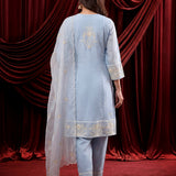 Spa Embroidered Chanderi A-Line Suit Set