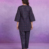 Purple Dori Embroidery Kurti with Palazzo
