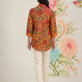 Survani Mustard Floral Printed Cotton Shirt