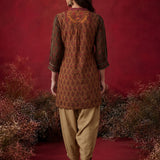 Orabella Olive Printed Shantoon Tunic