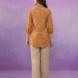 Mustard All-Over Printed Cotton Top