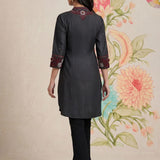 Dinah Grey Embroidered Denim Designer Kurta for Women