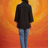 Nriti Black Embroidered Cotton- Blend Shirt