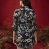 Black All Over Printed Crepe Shirt
