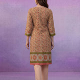 Orange All-Over Placement Printed Straight Suit Set