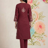 Sarina Peach Embroidered Cotton Co-ord Set for Women
