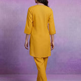 Yellow Embroidered Suit Set with Dupatta