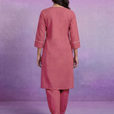 Coral Embroidered Straight Kurta Set