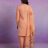 Apricot Embroidered Suit Set with Dupatta