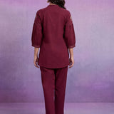 Maroon Embroidered Co-ord Set