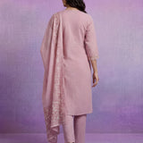 Pink mbroidered Suit Set with Dupatta