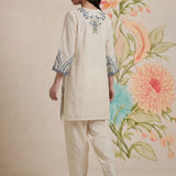 Amoli White Embroidered Kurta Set