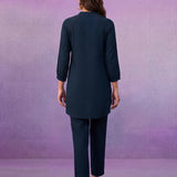 Teal Embroidered Co-ord Set with Raglan Sleeves