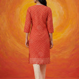Khas Orange Bandhni Printed Straight Kurta