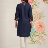 Dinah Denim Blue Embroidered Denim Designer Kurta for Women