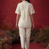 Ivory Embroidered Chanderi Regular Co-ord Set
