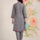 Nesoi Grey Printed Satin Co-ord Set
