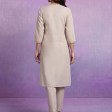 Ivory Cotton Blend Embroidered Kurta Set
