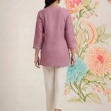 Celia Light Pink Embroidered Rayon Top for Women