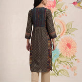 Mehrang Navy Printed A-line Kurta