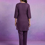 Purple Embroidered Suit Set and Dupatta