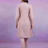 Cream Embroidered A-line Kurta Set