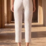 White Poplin Lycra Regular Fit Capri