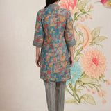 Raima Smokey Blue Printed Satin Co-ord Set for Women