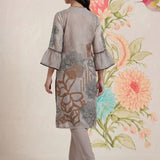 Anvi Grey Floral Printed Organza Suit Set with Dupatta