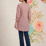 Peach Phool Collection Kurti With Multi-Colour Embroidery