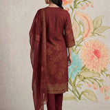 Kasni Maroon Printed Suit Set with Dupatta