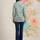 Aro Mint Green Floral Printed Shirt