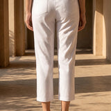 White Cotton Blend Regular Fit Capris
