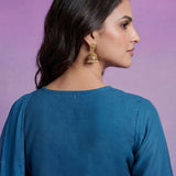 Blue Embroidered Straight Suit Set with Dupatta