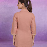 Peach Embroidered Pure Cotton Kurta with Palazzo Set