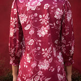 Fuchsia All Over Printed Satin Shirt