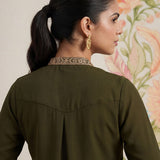Olive Kurta Set With Intricate Embroidery