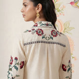 Heer Pristine Ivory Embroidered Rayon Co-ord Set for Women