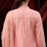 Pink Embroidered Chanderi Suit Set