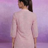 Pink Ethnic Motifs Embroidered Regular Thread Work Pure Cotton Kurta with Trousers