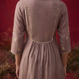 Zari Lavender Mirror Work Cotton Kurta Set