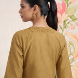 Shayeri Olive Embroidered A-line Kurta Set