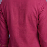 Fuchsia Cotton Blend Embroidered Kurta Set