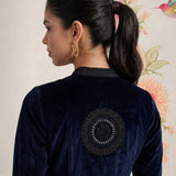 Firdaus Navy Embroidered Velvet Co-ord Set for Women