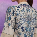 Blue Floral Placement Print Linen Co-ord Set