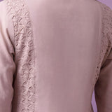Cream Embroidered A-line Kurta Set