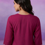 Fuchsia Embroidered Suit Set with contrast Dupatta