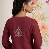 Sarina Peach Embroidered Cotton Co-ord Set for Women